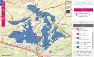 Screenshot der Telekom-Webseite: VDSL-Ausbau geplant bis zu 100 Mbit/s